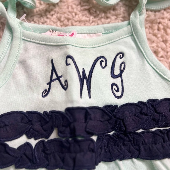 GIRLS LOLLY WOLLY DOODLE SUN TOP MONOGRAMMED WITH “AWG” SIZE 2/3 NWT - Picture 4 of 10
